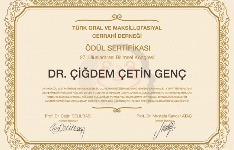 27. ULUSLARARASI BİLİMSEL KONGRESİ’NDEN ÇOMÜ’YE BİRİNCİLİK ÖDÜLÜ