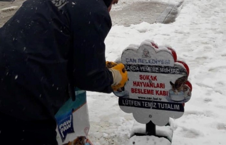 ÇAN BELEDİYESİ SOKAK HAYVANLARINI UNUTMADI