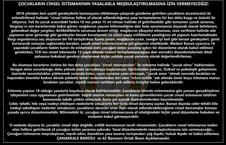 ÇOCUKLARIN CİNSEL İSTİSMARININ YASALARLA MEŞRULAŞTIRILMASINA İZİN VERMEYECEĞİZ!
