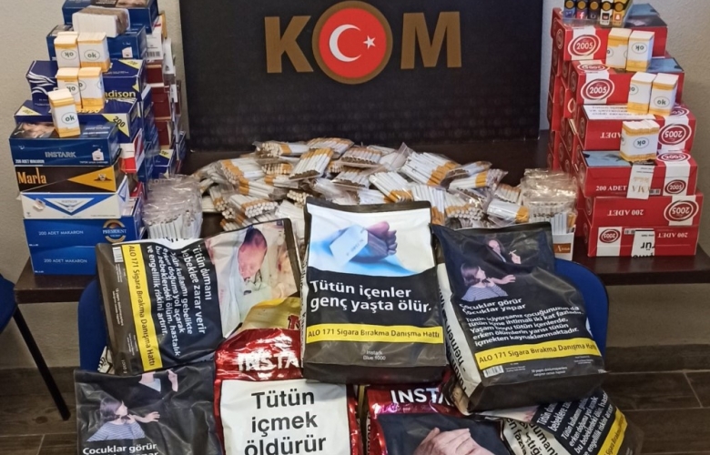 KAÇAK MAKARON, TÜTÜN VE DOLDURULMUŞ SİGARA ELE GEÇİRİLDİ