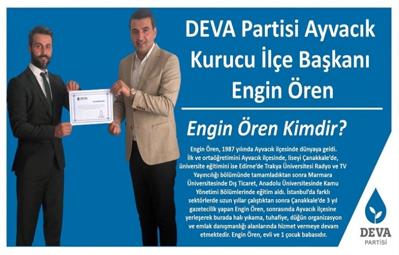 DEVA PARTİSİ AYVACIK KURUCU İLÇE BAŞKANI BELLİ OLDU