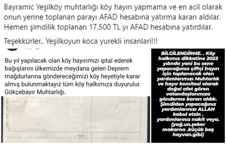 ÇANAKKALE’NİN MERKEZ VE İLÇE KÖYLERDE DEPREM BÖLGESİNE YARDIM SEFERBERLİĞİ