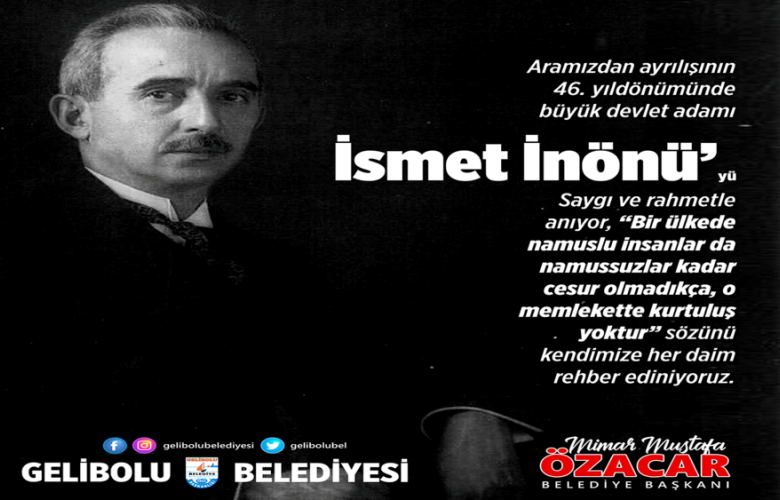 BAŞKAN ÖZACAR’IN İSMET İNÖNÜ’YÜ ANMA MESAJI