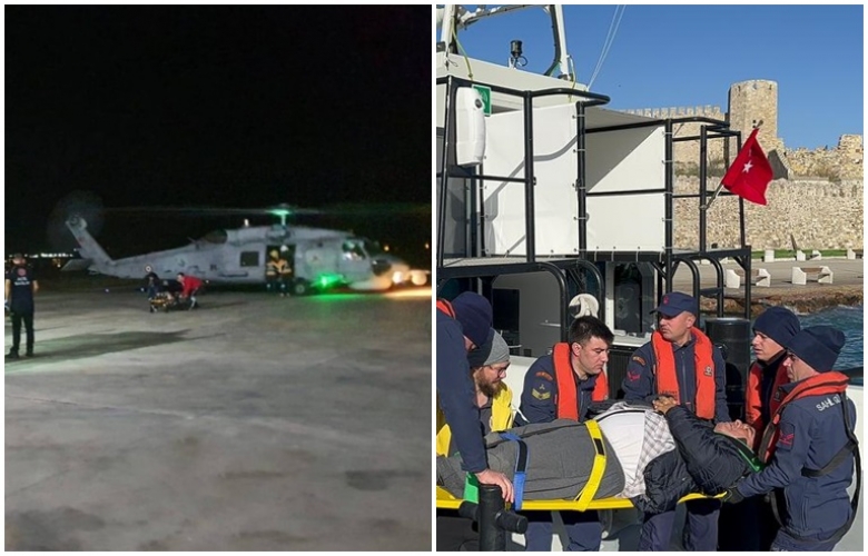 GÖKÇEADA'DAN HELİKOPTERLE, BOZCAADA’DAN SAHİL GÜVENLİK BOTU İLE HASTALAR TAHLİYE EDİLDİ