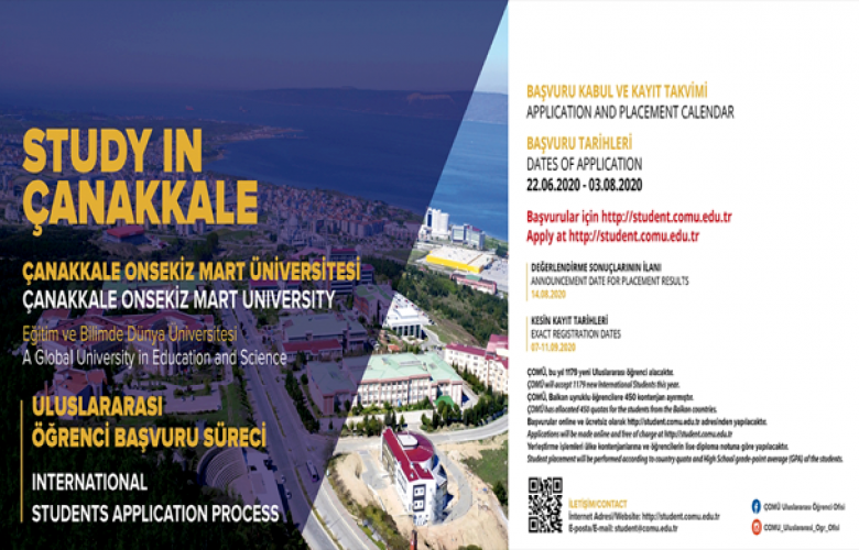 ÇOMÜ 2020 - 2021 AKADEMİK YILI ULUSLARARASI ÖĞRENCİ BAŞVURULARI BAŞLADI