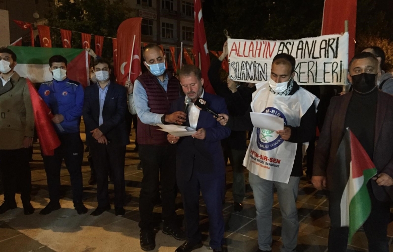 MESCİDİ AKSA’DAKİ İSRAİL TERÖRÜ ÇANAKKALE’DE PROTESTO EDİLDİ