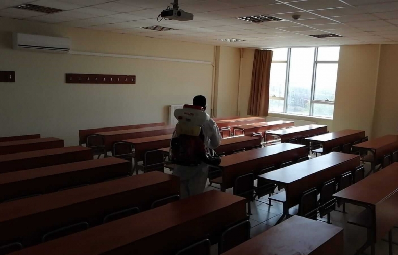 KPSS ÖNCESİNDE OKULLAR DEZENFEKTE EDİLDİ