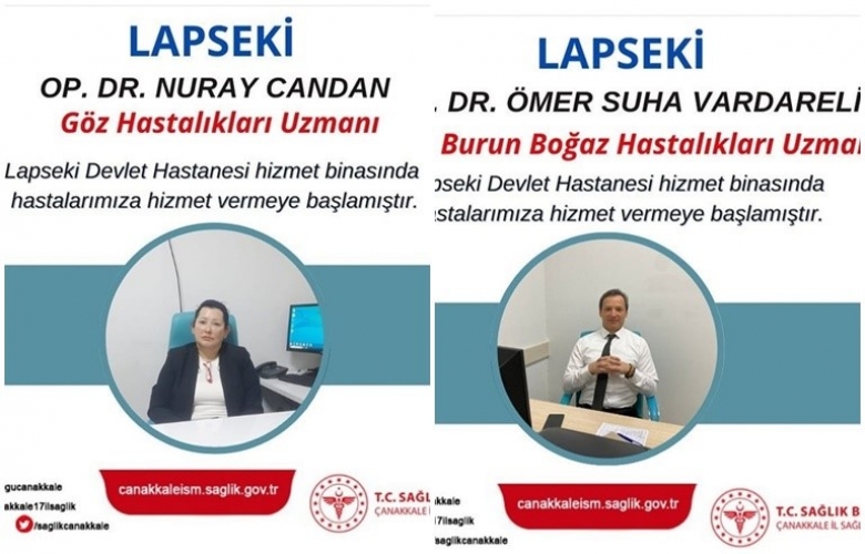 LAPSEKİ DEVLET HASTANESİ'NDE 2 YENİ DOKTOR GÖREVE BAŞLADI